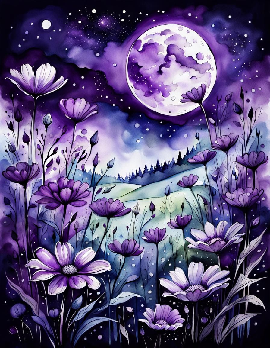 beautiful moon flower meadow