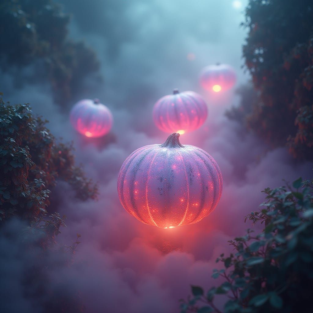 Surrealistic Dreamscape with Iridescent Elemenlons