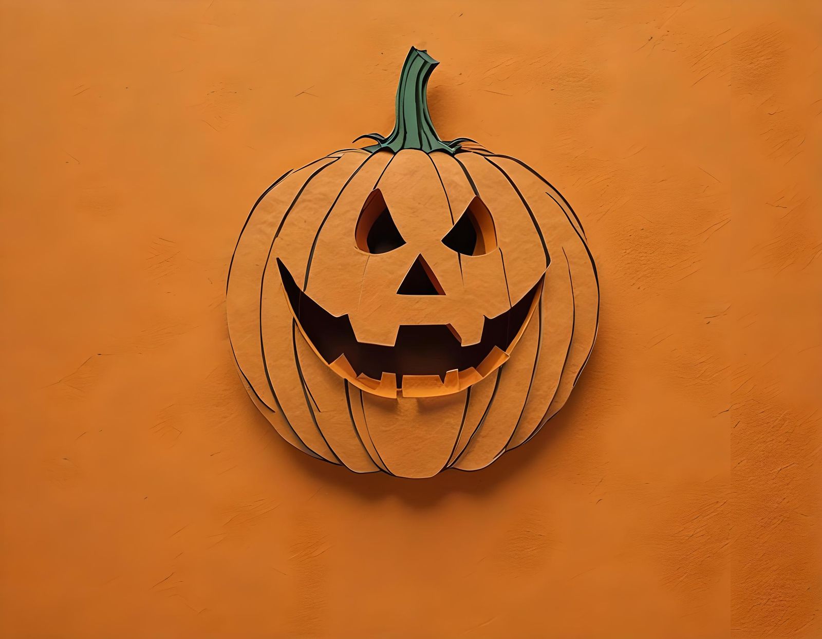 Happy Pumpkin Paper Cutout in Cartoon Style