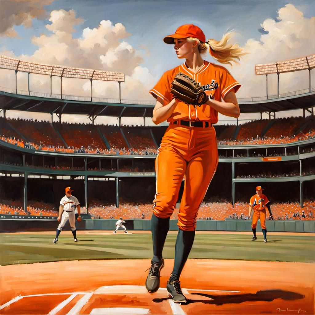 Baseball Girl: An Oil Painting Inspired by Classic Portraitu...