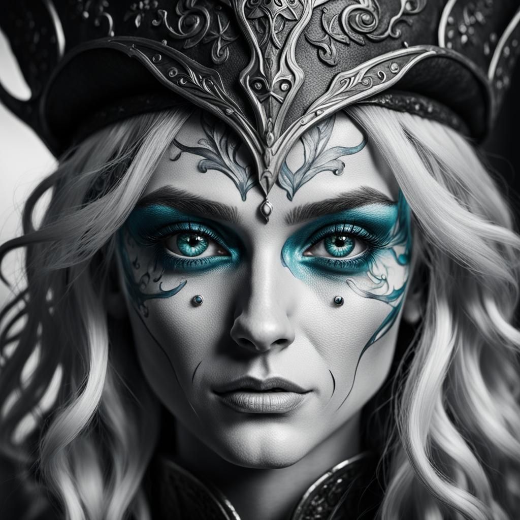 Elven Wizard Portrait in Black and White