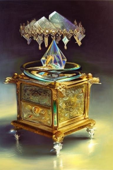 Ornate Music Box with Surreal Hyperrealistic Details