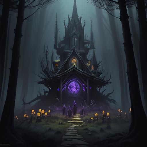 Eerie Vampire Girl in Haunted Forest Concept Art