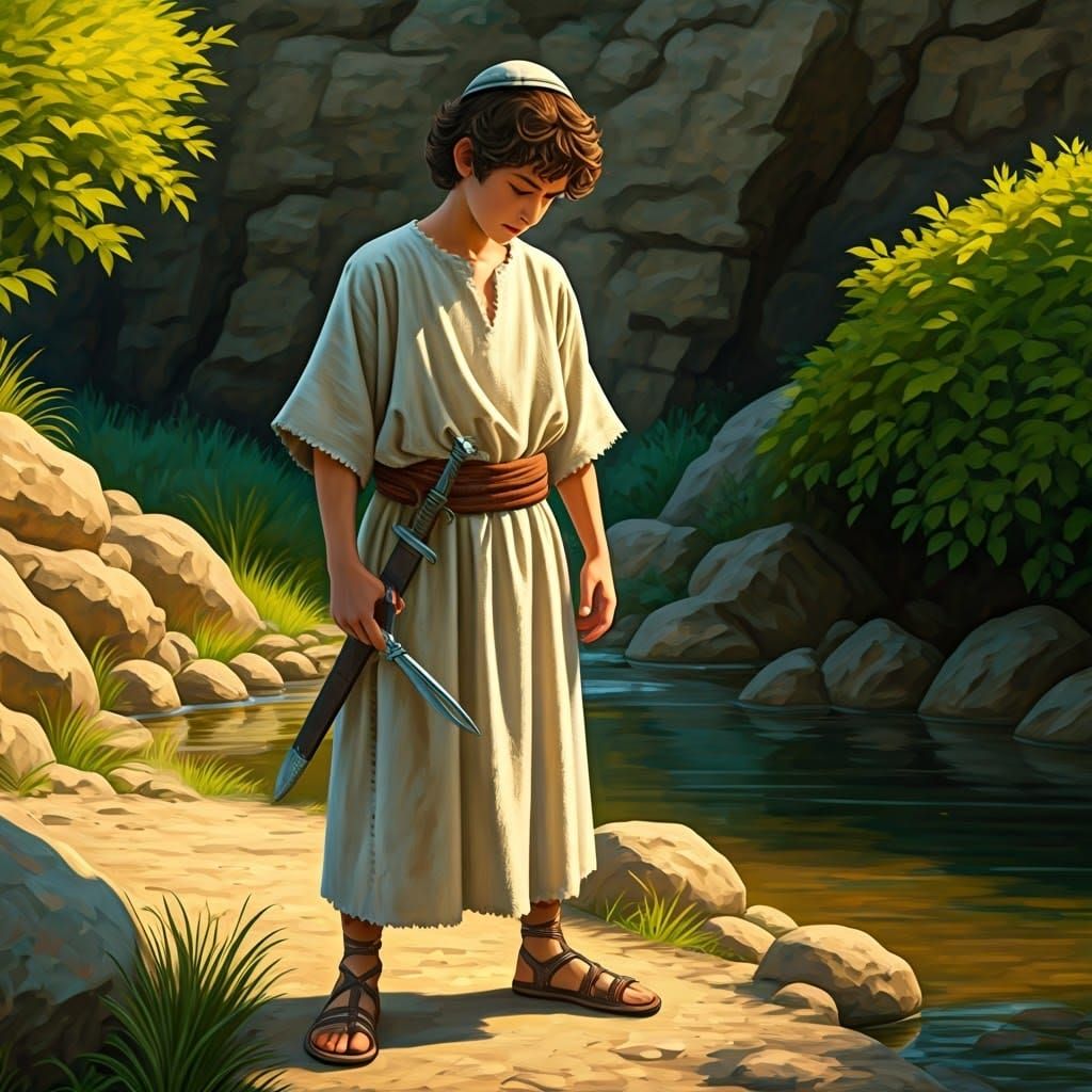 Ethereal Hebrew Youth in Ancient Landscape