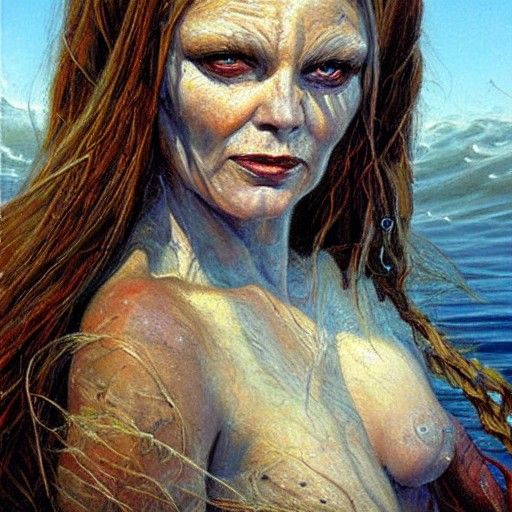 Enchanting Sea Witch in Oil Painting Style