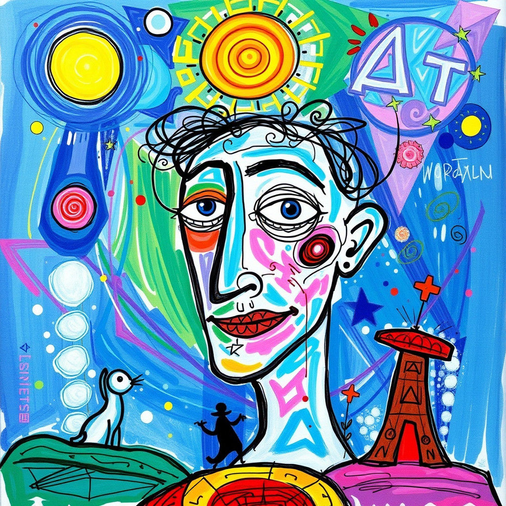 Fantastical Radiant Doodle World as Cubist Art