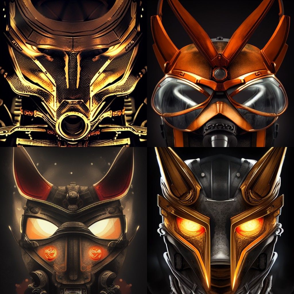 Fox Mempo Mask Samurai in Steampunk Style