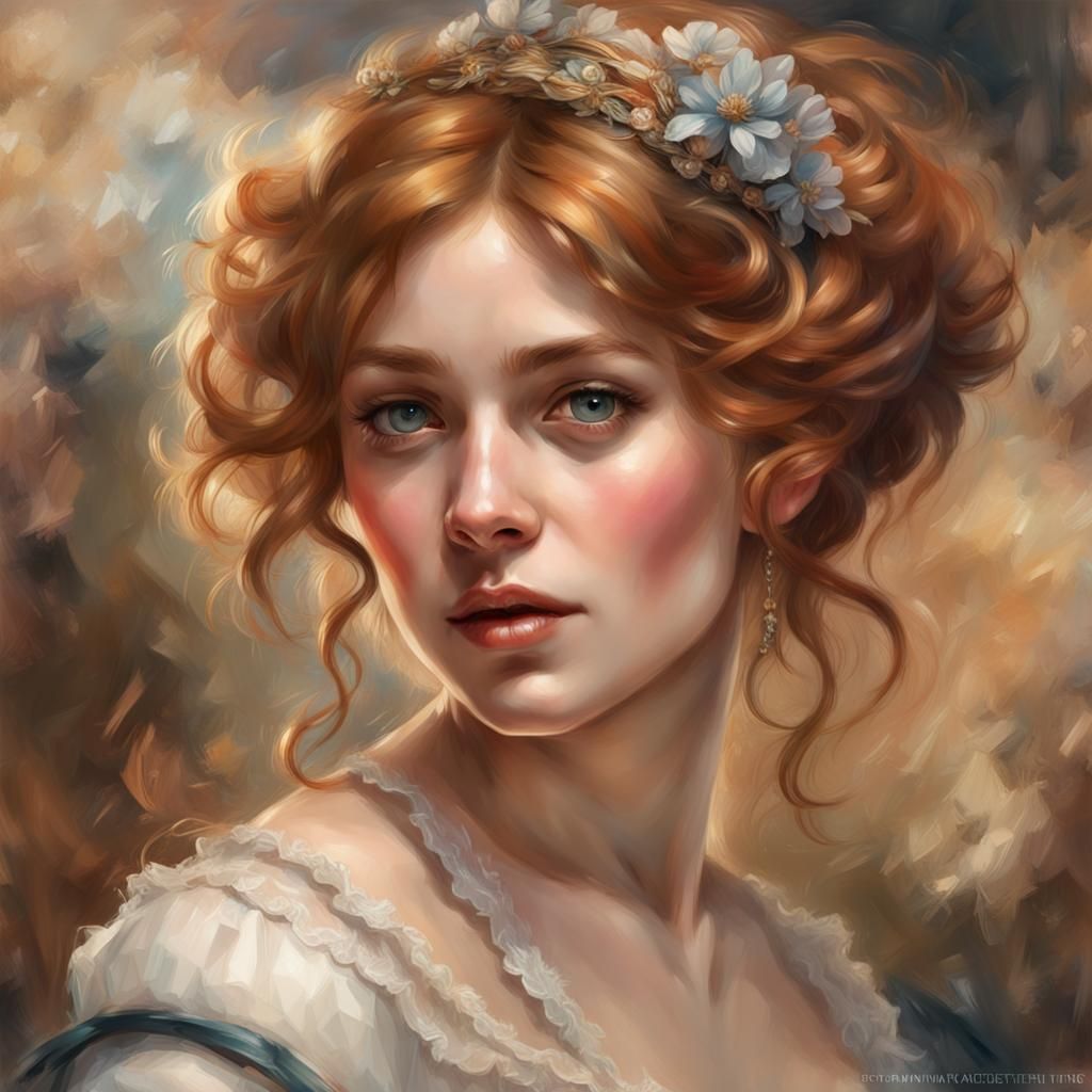 Woman in Pearls: Art Nouveau Portrait