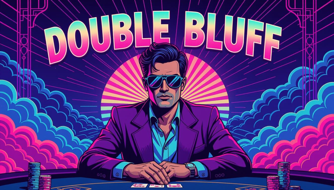 Poker Player in 80s Outfit with Neon Psychedelic Background