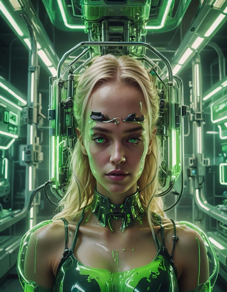 Futuristic Infirmary Portrait with Glowing Neon