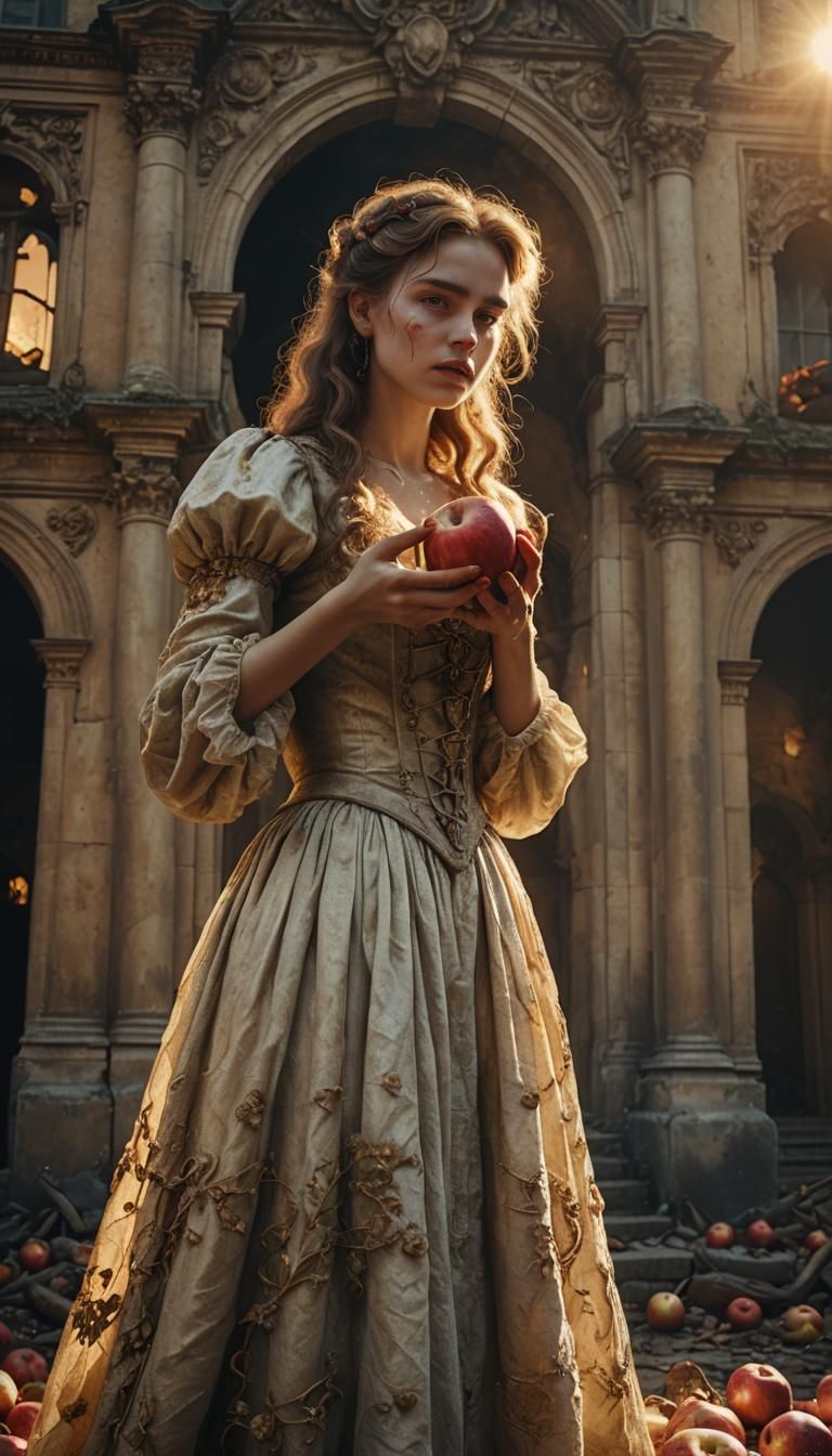 Ethereal Woman with Decaying Apple: Fantasy Art