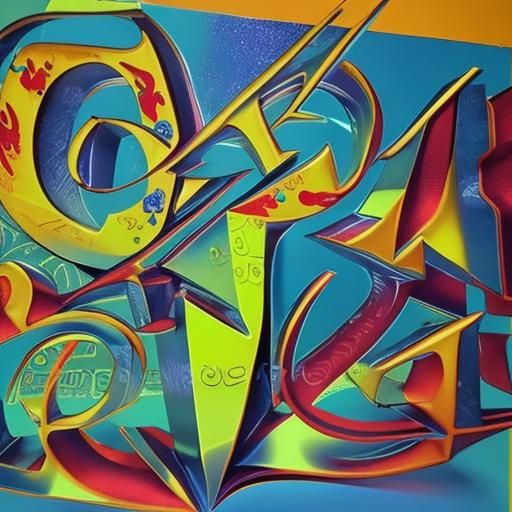 Surreal Metallic 3D Calligraphy Image