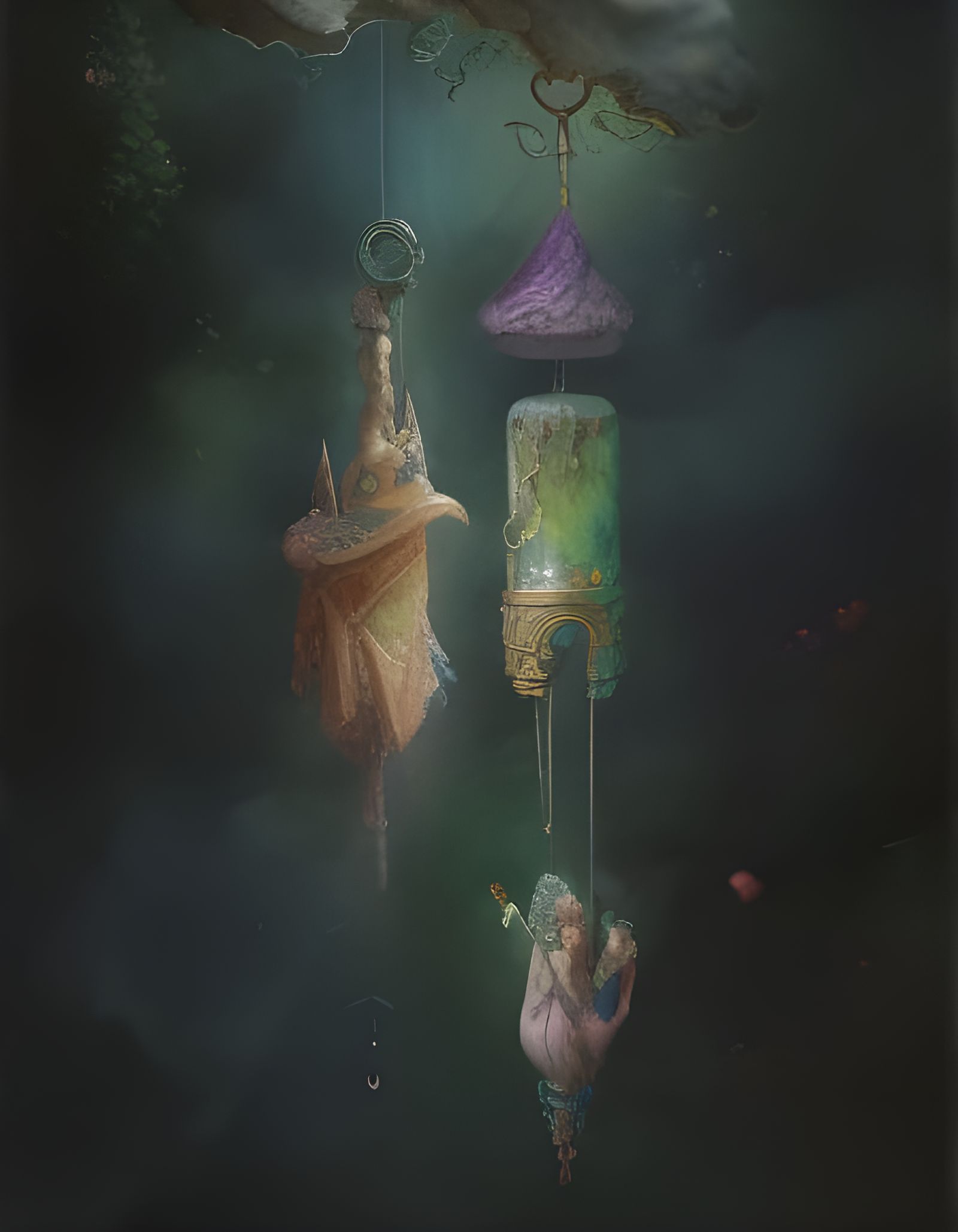 Shimmering Wind Chimes in Pastel Watercolor Style