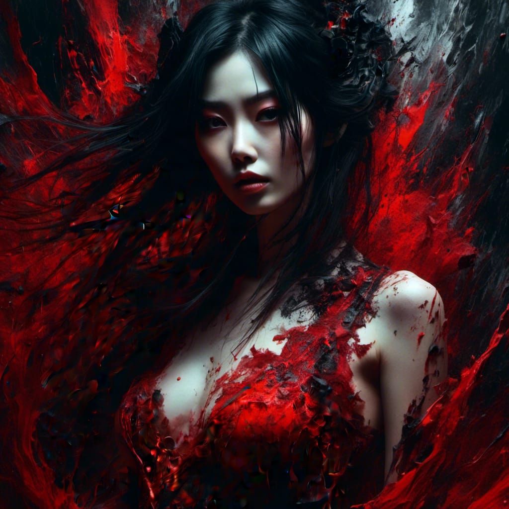 Beautiful Japanese Ghost Portrait in Gothic Style