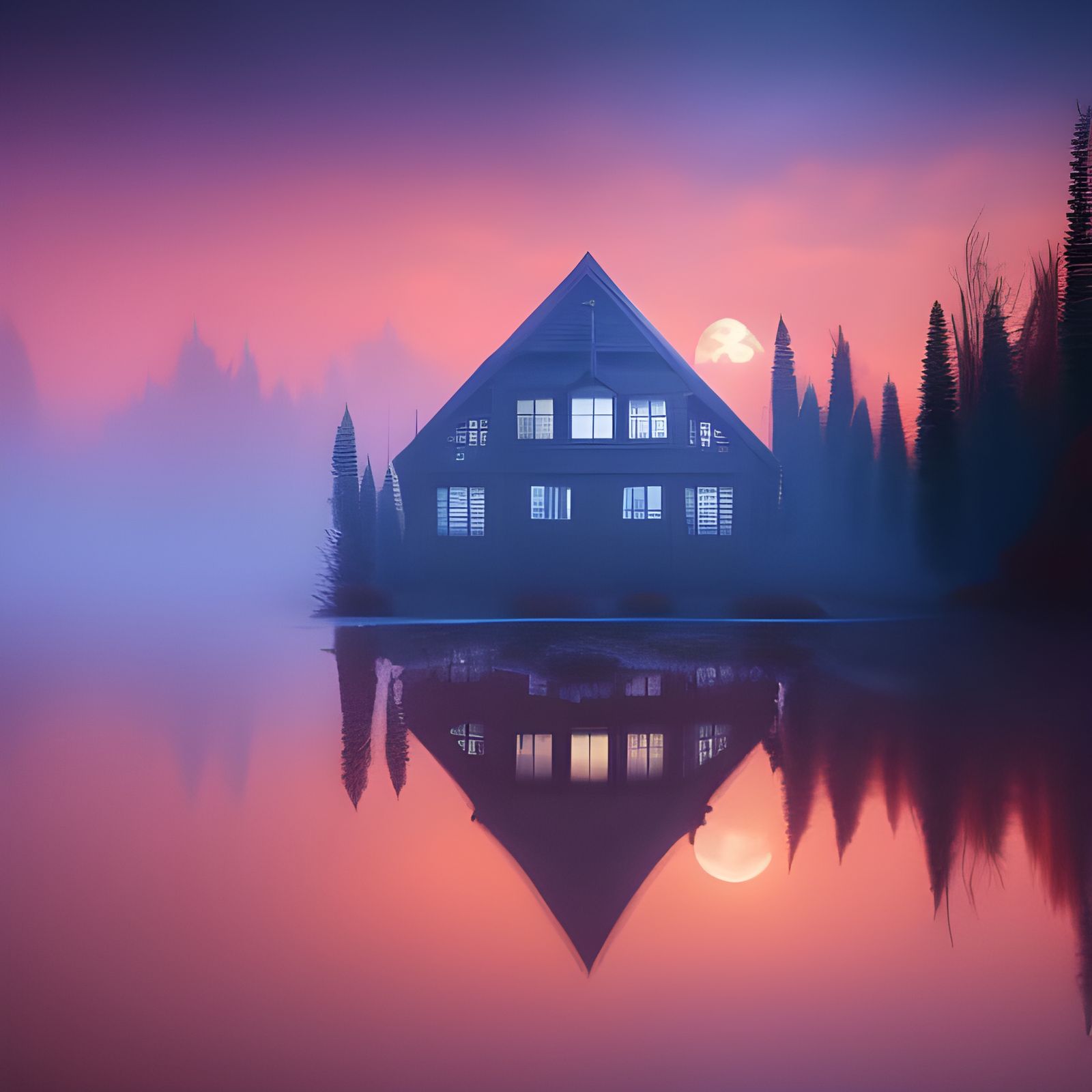 Creepy Haunted House in Autumn Forest