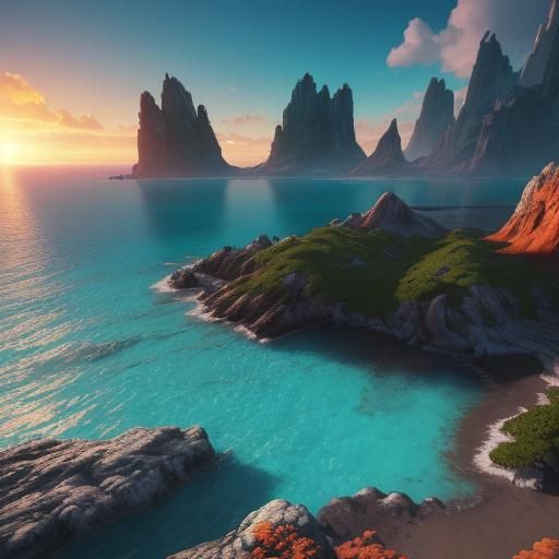 Fantasy Art: Man in White Robes at Sunset