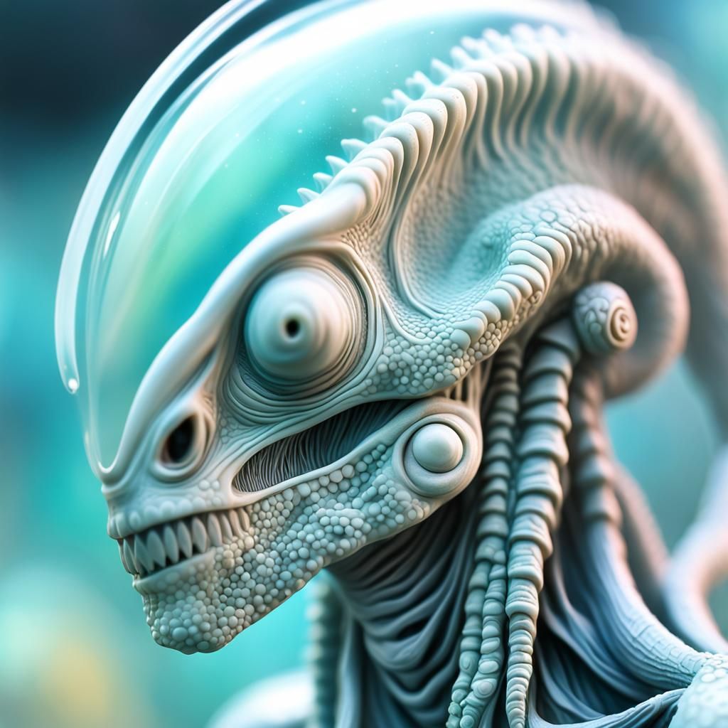 Surreal Chameleon Xenomorph Soul Sculpture