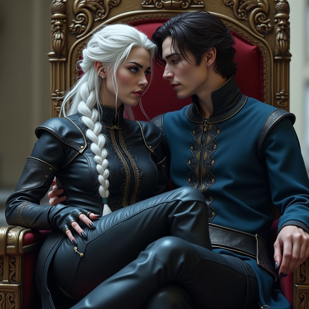 Majestic Witch on Throne with Crown Prince