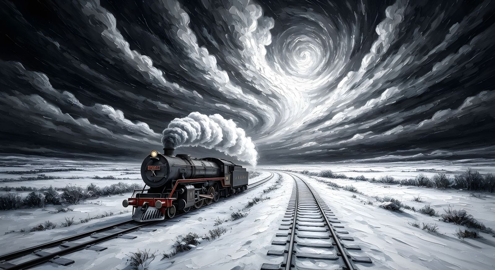 Steam Train in Winter Storm