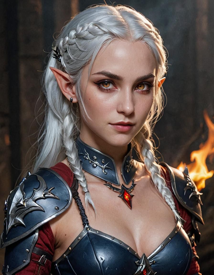 Drow Elf Werelion with Flaming Claws