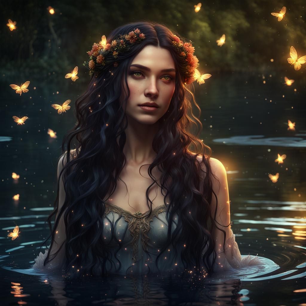 Ethereal Nymph in Art Nouveau Style