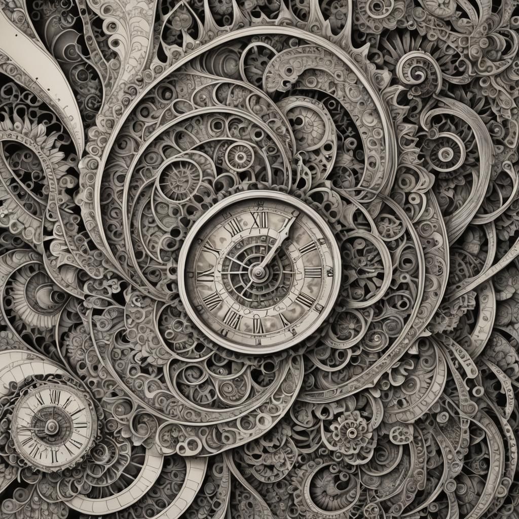 Fractal Time Zentangle Art in Surrealism