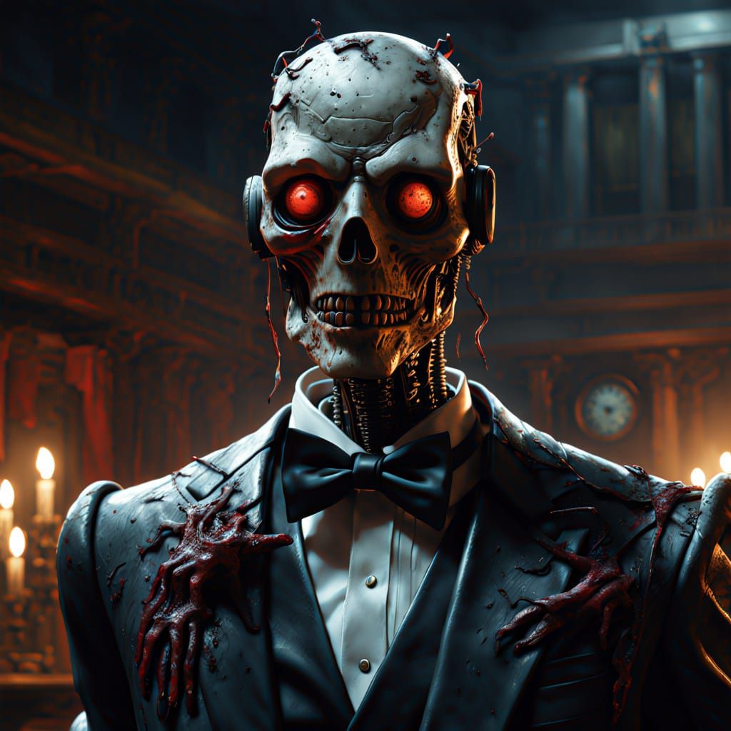 Robot Zombie Attends Prom in 4k Impasto Style