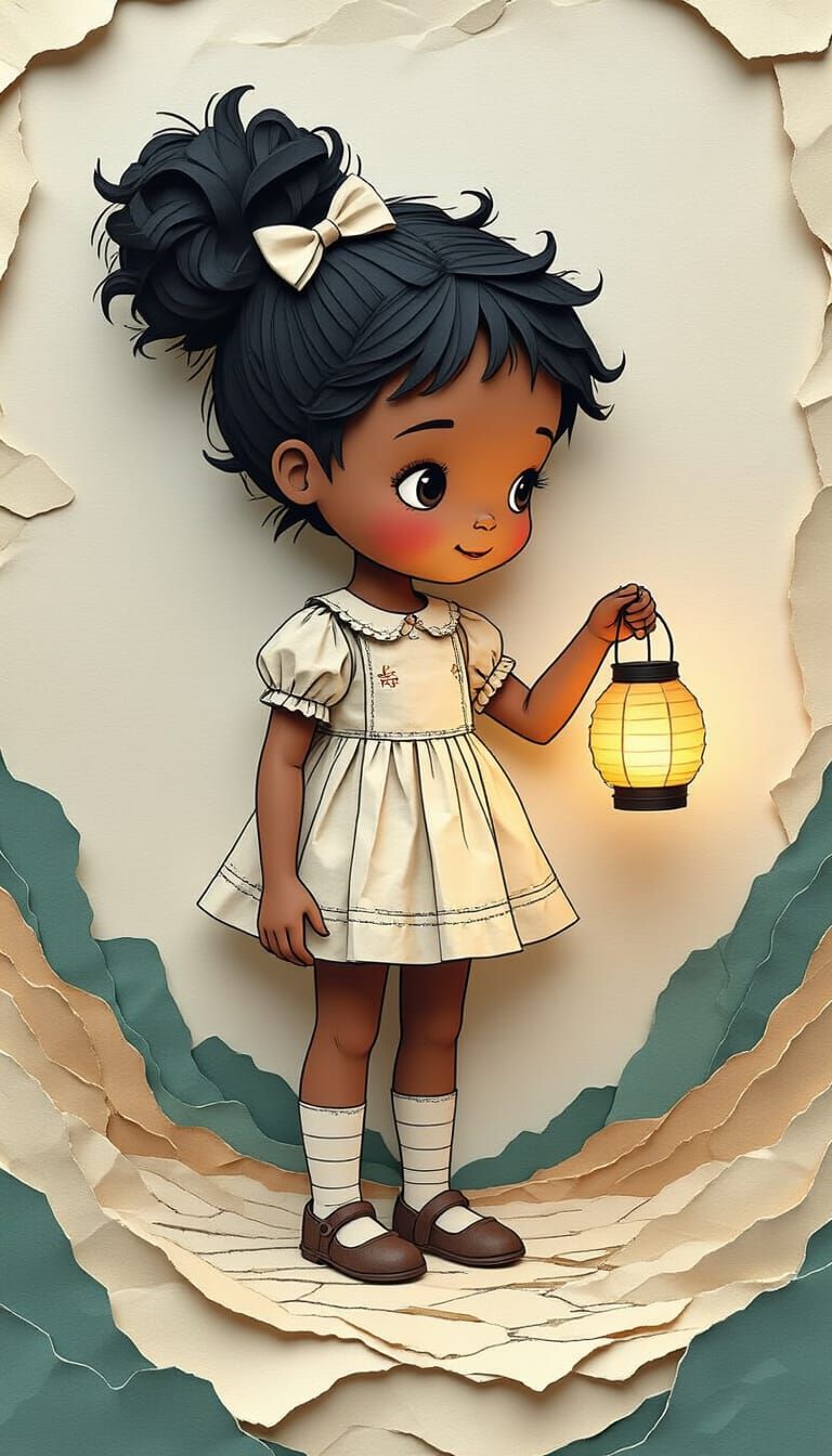 Paper Doll Girl in Sketchbook Wonderland