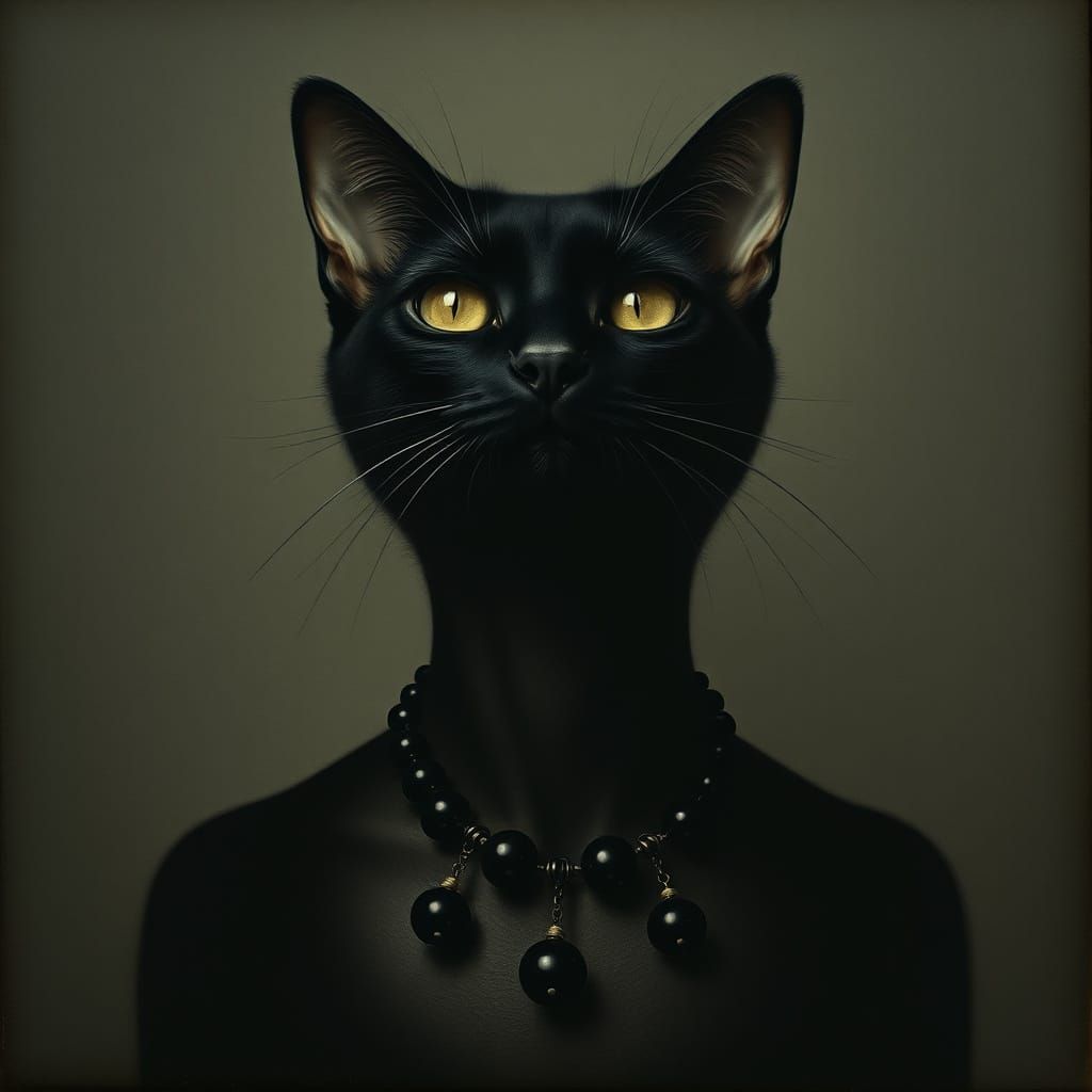 Gothic Portrait of a Cat in Dark Onyx
