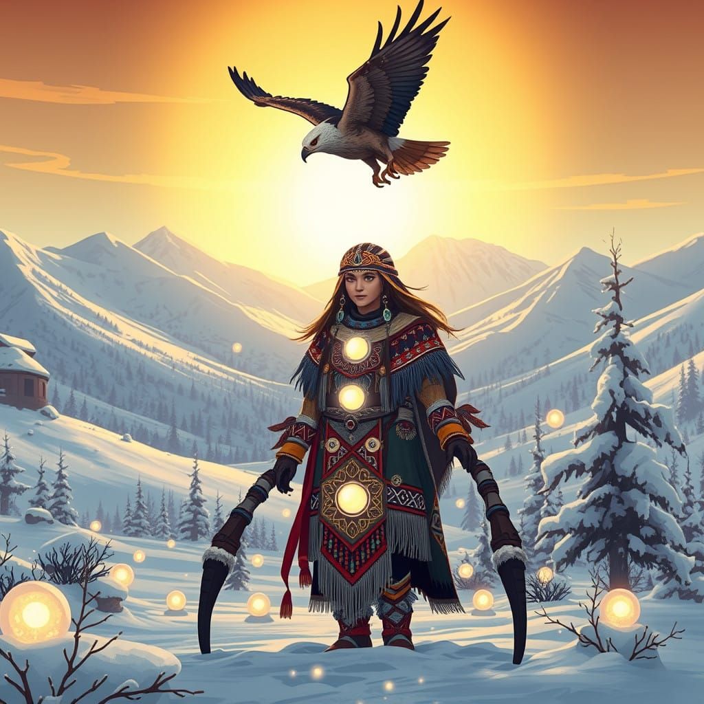 Majestic Spider Woman in Winter Solstice Festival Attire