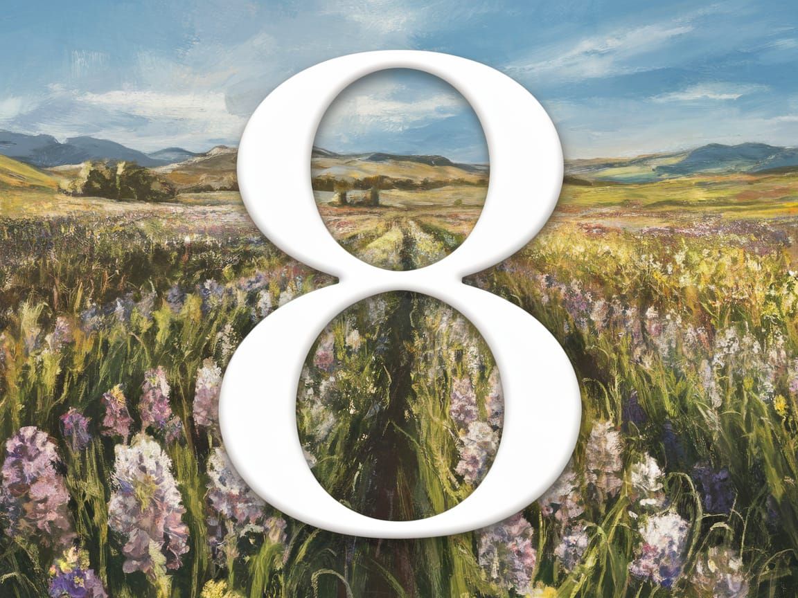 Number 8 in a Vibrant Floral Masterpiece
