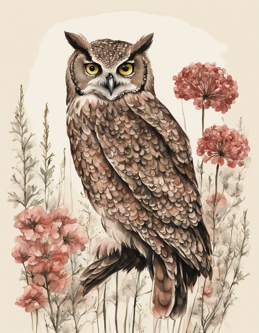 Whimsical Winter Scene in Earthy Tones