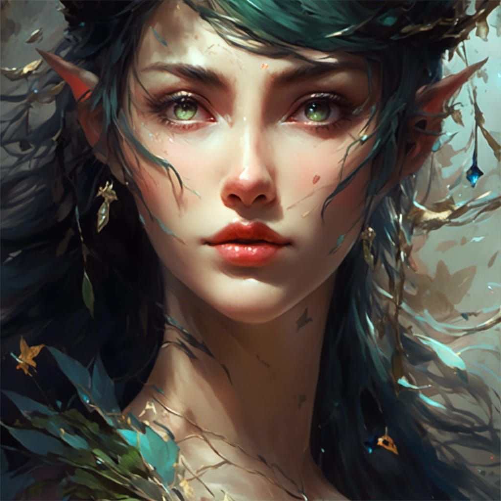 Ethereal Elven Woman in Fantasy Anime Style