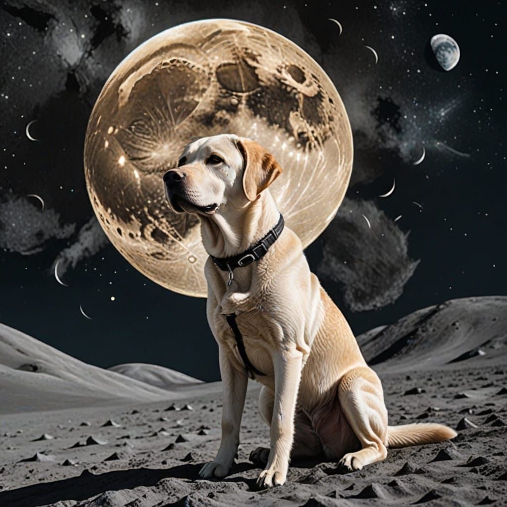 Canine Lunar Explorer in a Futuristic Setting