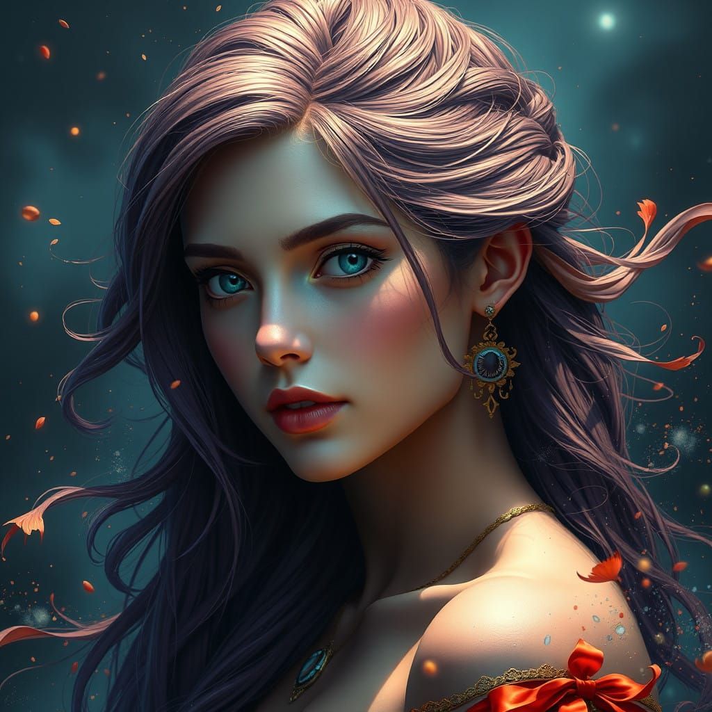 Majestic Female Figure in Vibrant Fantasy World