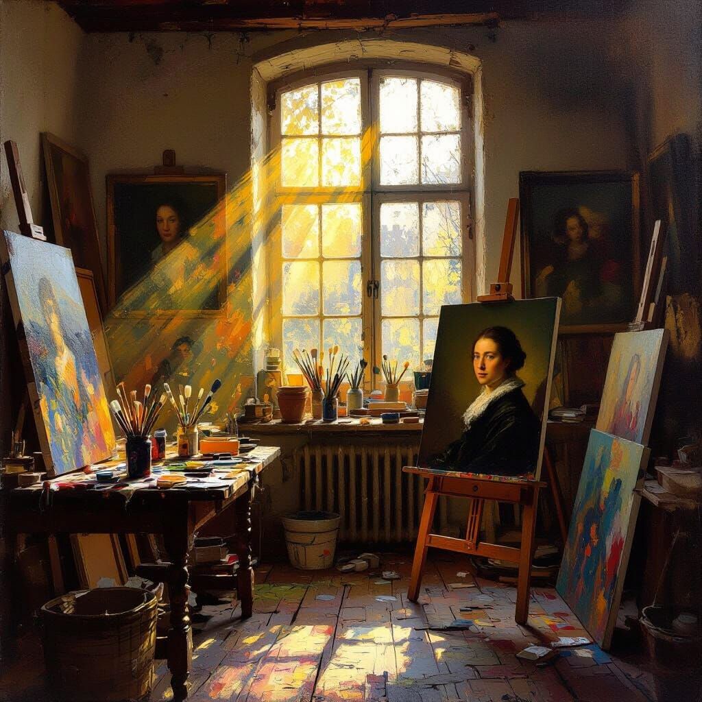 Cozy Artist Studio in Golden Afternoon Light