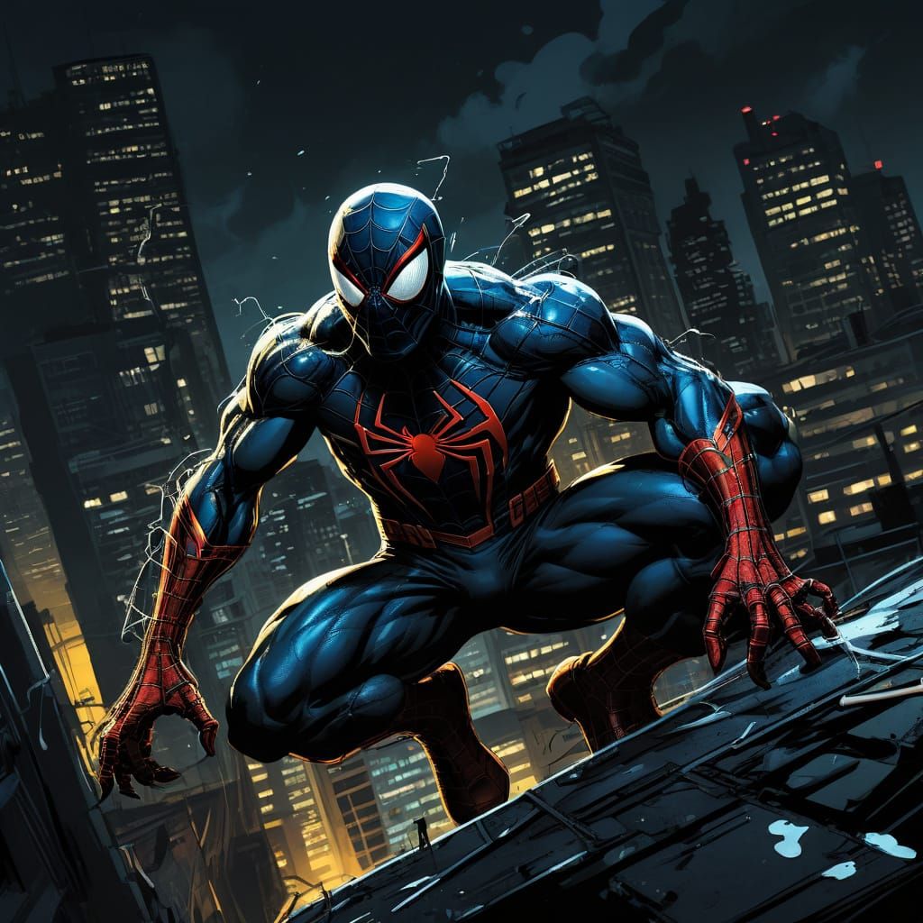 Spider-Man Battles Venom in Gritty Cityscape