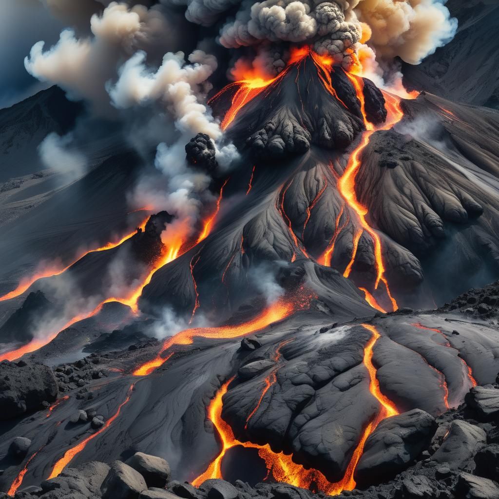 Volcanic Eruption: Fire, Smoke, and Lava