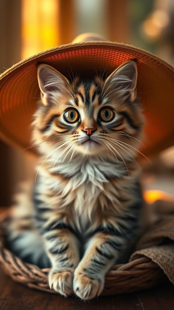 Cat in Hat: Dreamy Bokeh Professional Photography