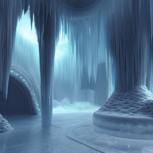 Frozen Spa Interior in a Fantasy World