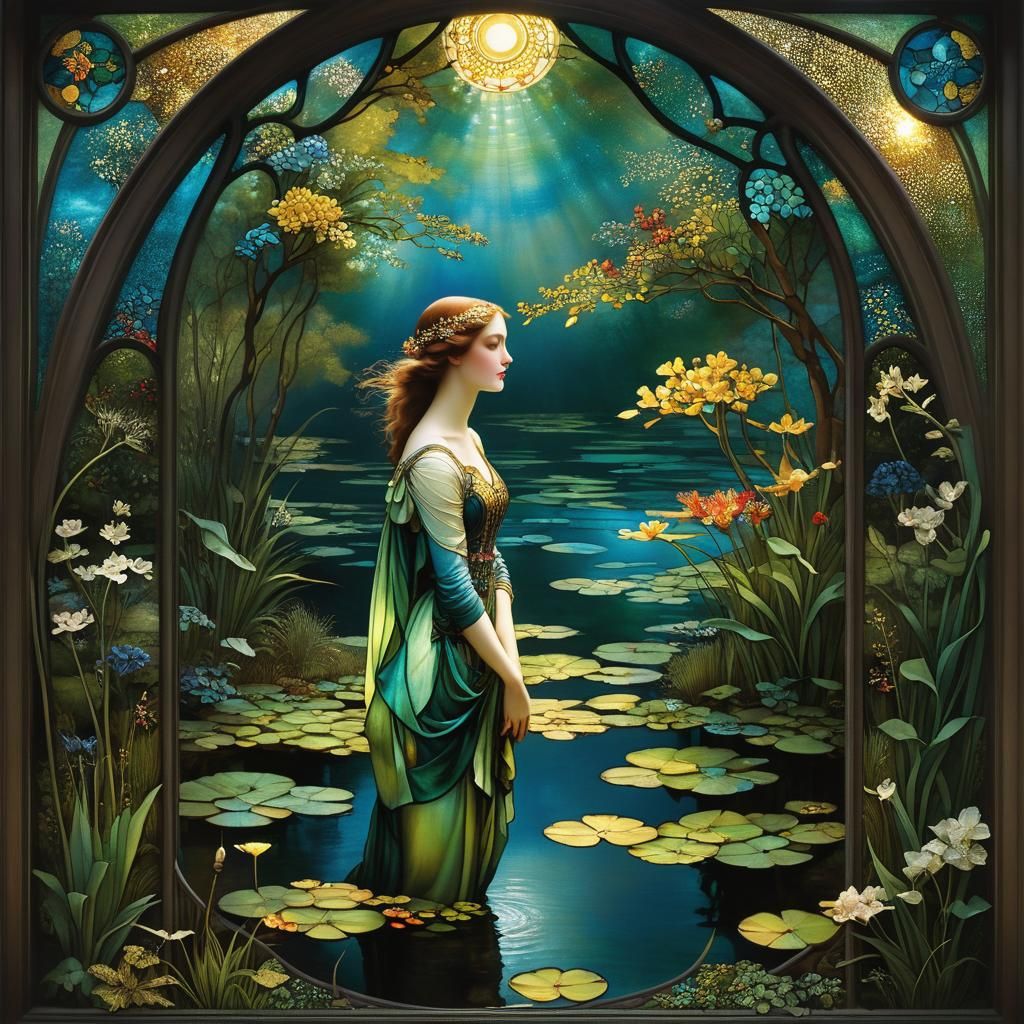 Inspired by Louis Comfort Tiffany and Lucien Gaillard.