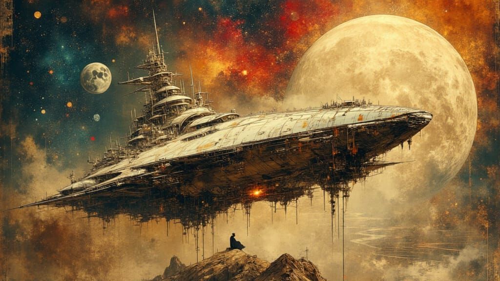 Alien Battle Cruiser in Renaissance Art Style