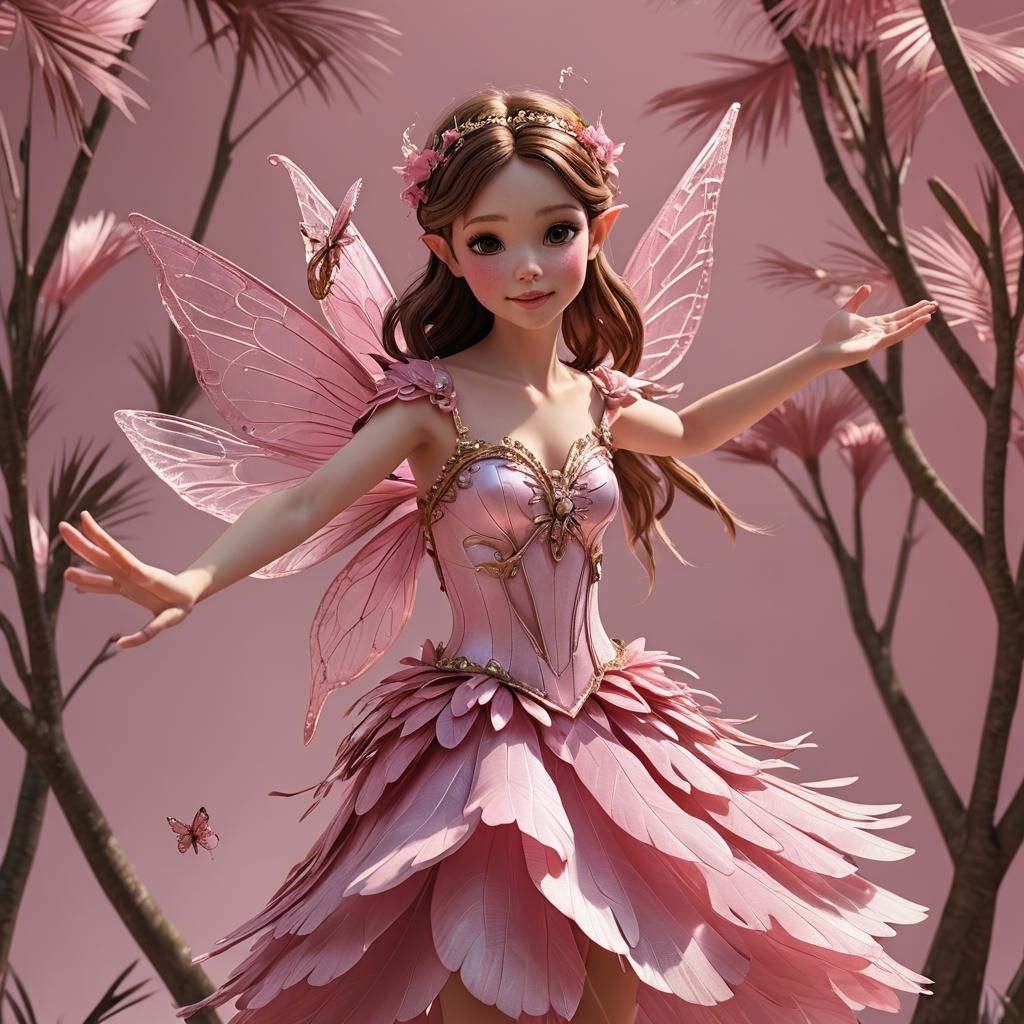 A fairy in a pink outfit