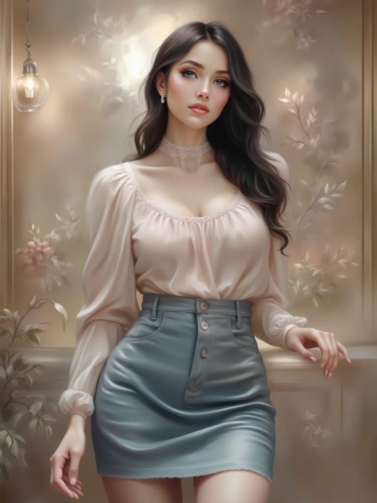 Portrait of a Beautiful Woman with Blue Eyes