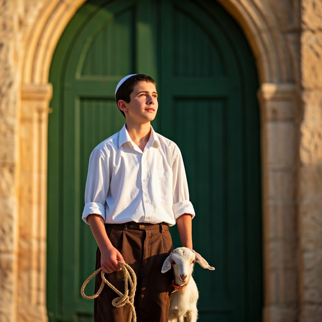 Serene Hasidic Youth Offers Goat at Temple Mount on Passover