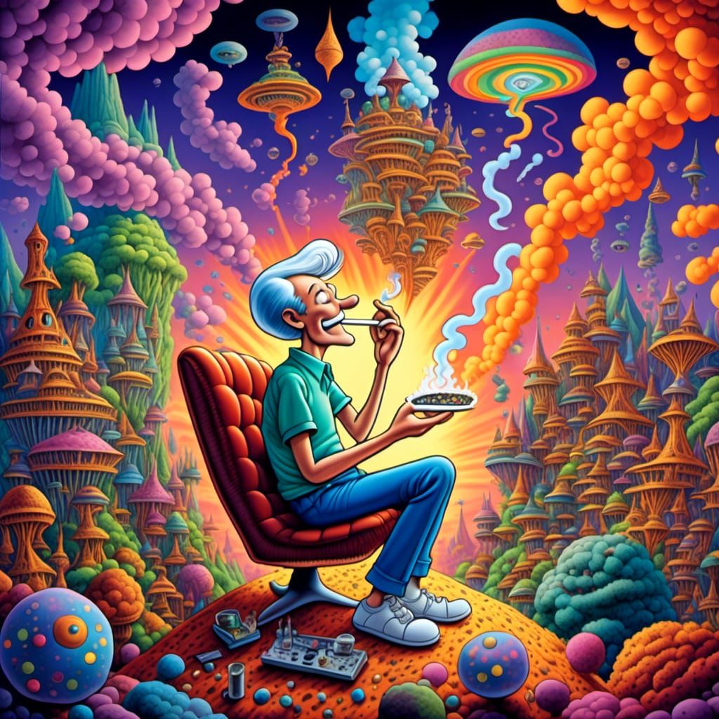 George Jetson's Psychedelic Trip in Hyperreal Style