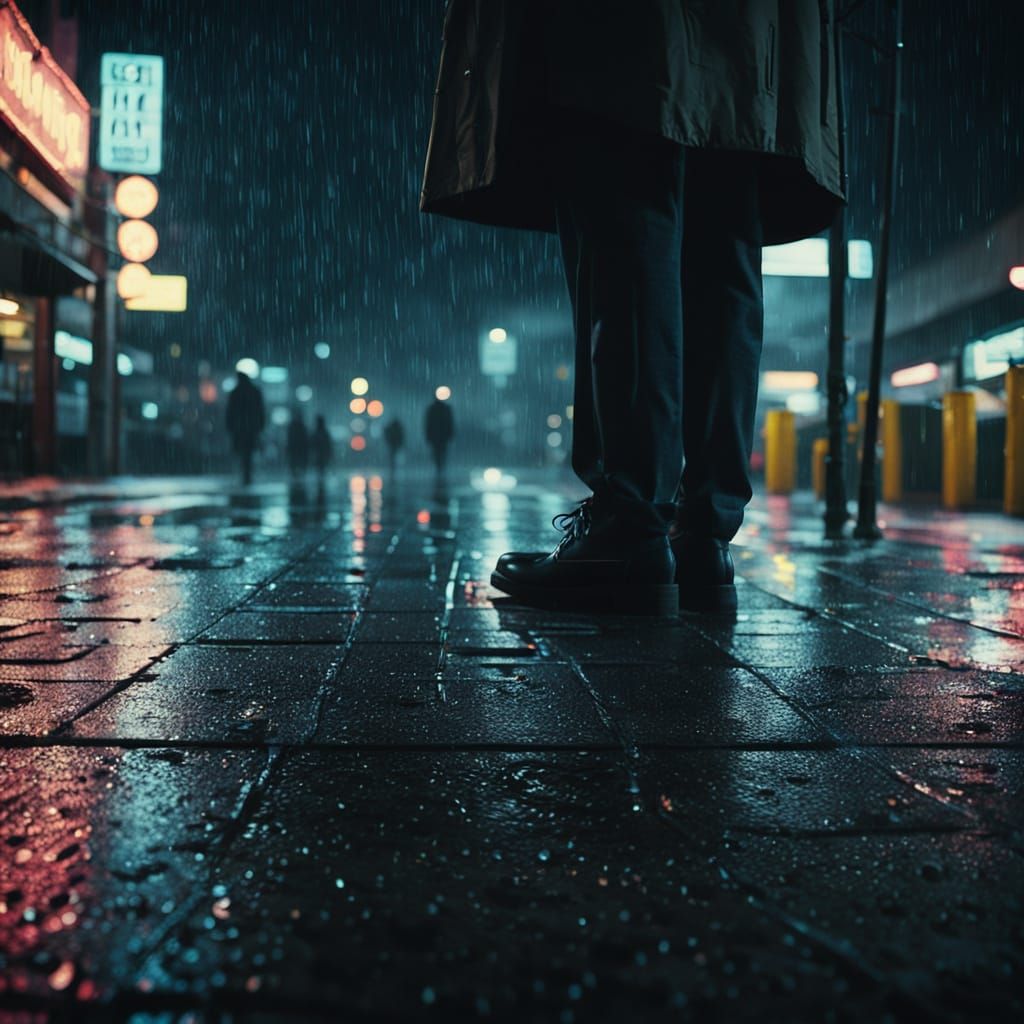 Gloomy Evening Train Station in Film Noir Style