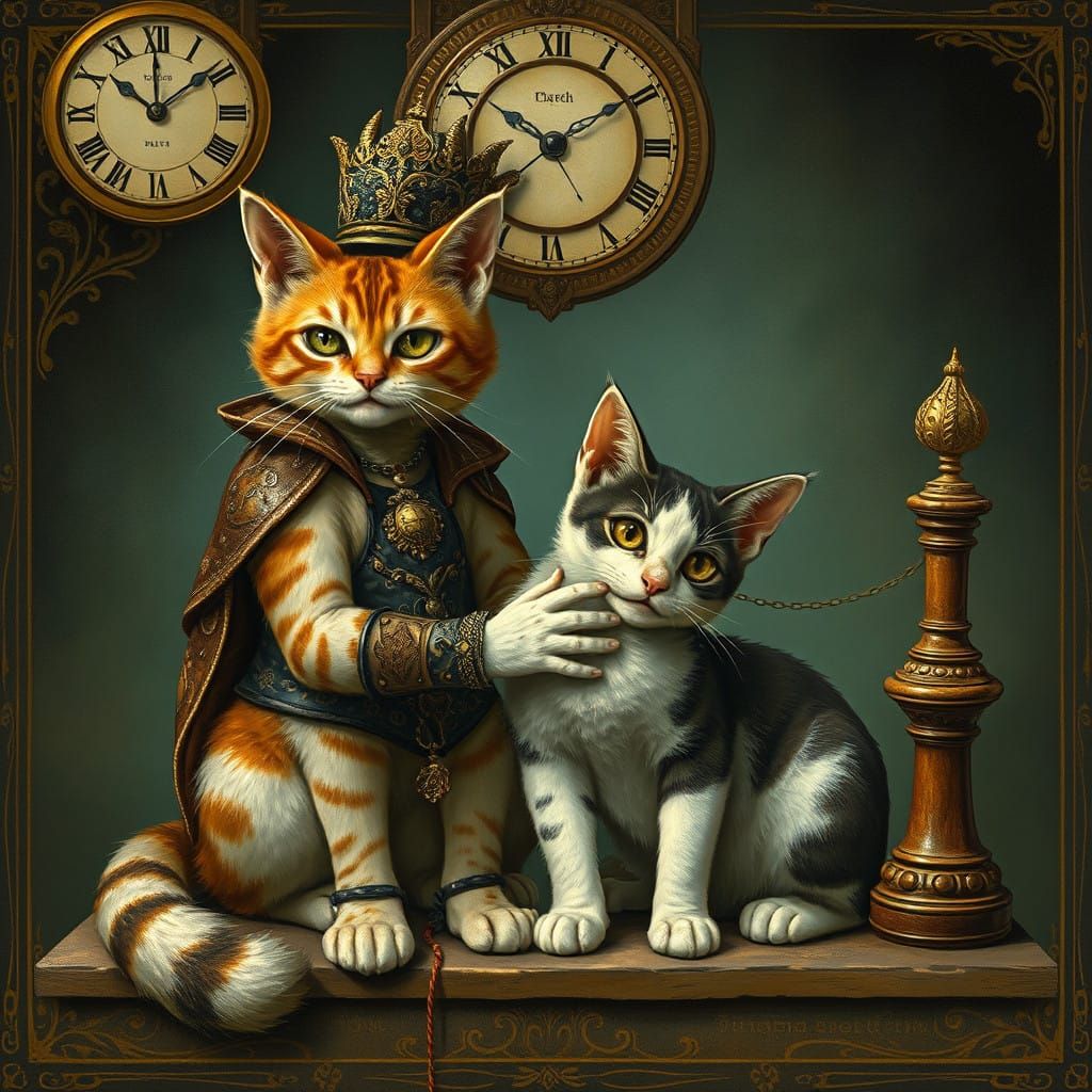 Hero or Villian	Cats	storybook illustration Clockpunk	Artemi...