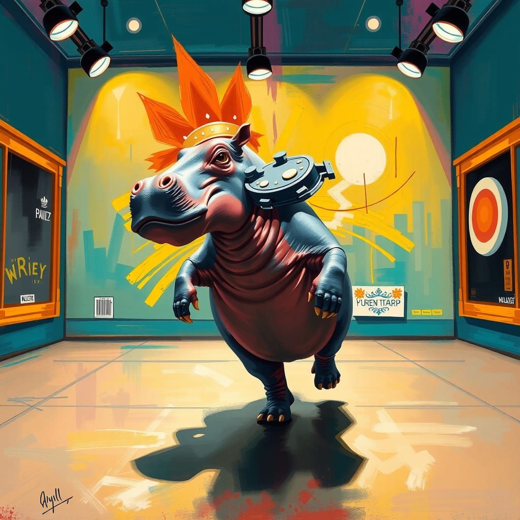 Hippo in Dance Studio Inspired by Modern Ballet