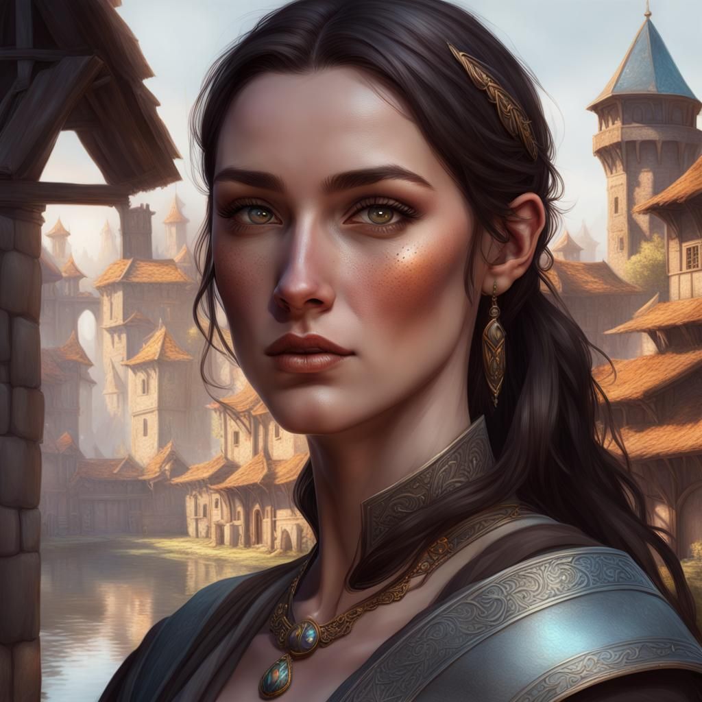 Noble Half-Elf Woman Portrait in Hyperdetailed 8k